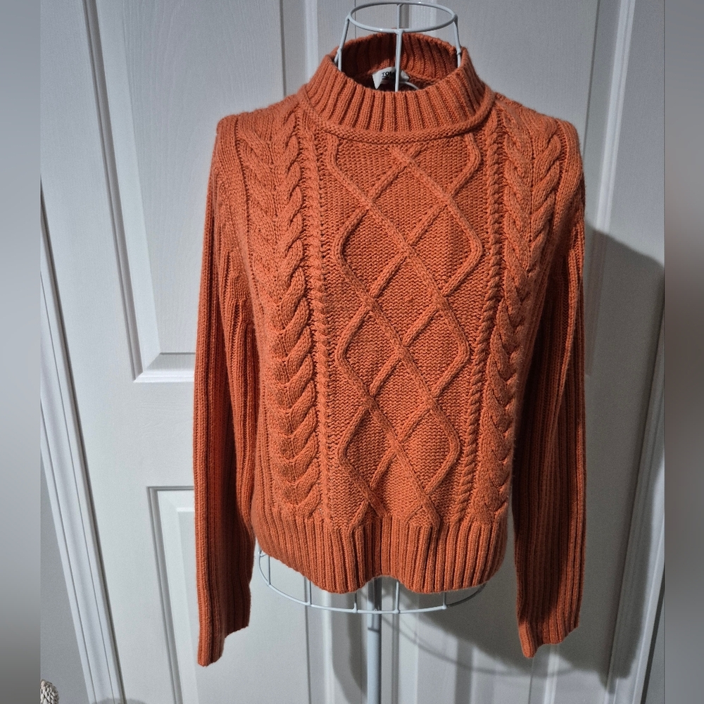 Tommy Hilfiger Rust Cable Knit Turtleneck Sweater